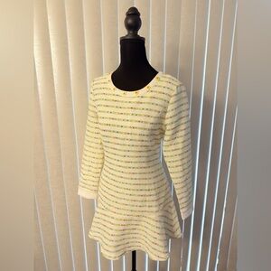 Elegant Cream and Green Striped Dress